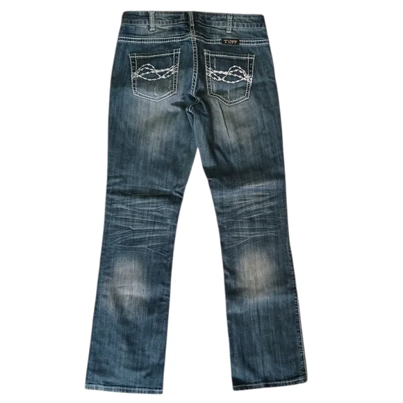 Cowgirl Tuff Co Edgy Denim Barbwire Back Pocket Design Jeans 31/33 Women - Picture 4 of 6